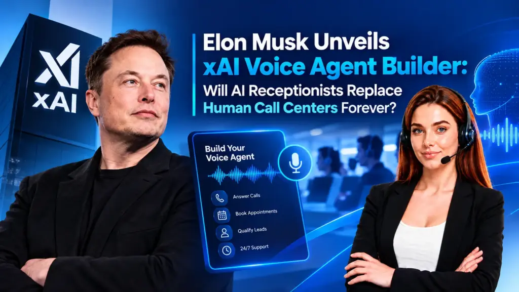 xAI Voice Agent Builder interface for creating AI voice receptionists